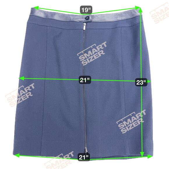 Carlisle Navy Blue Zip Front Career Skirt Leather Waistband Size 16 - Picture 5 of 12